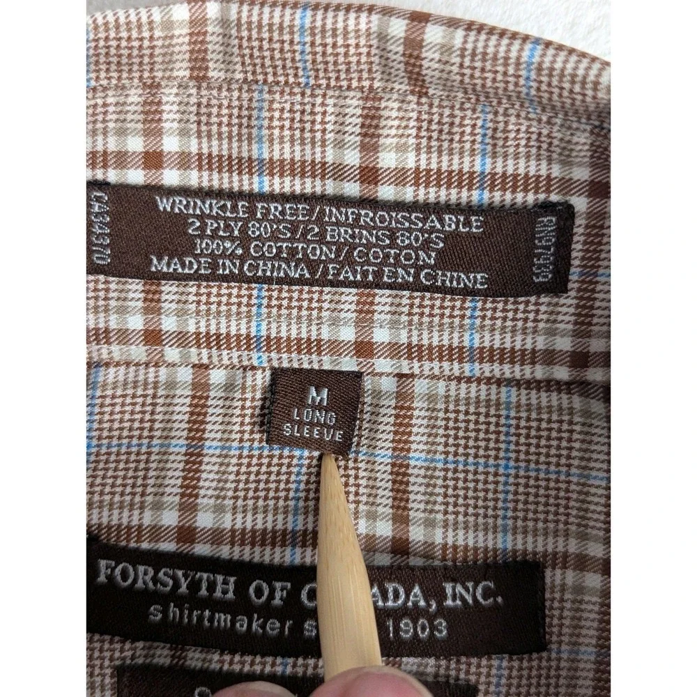Forsyth of Canada Plaid Wrinkle Free Long Sleeve Button Up Collared Shirt Men M - Picture 5 of 9